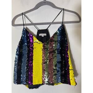 Spencer + Ella Mulicolor Sequince Racer Back Crop Top Sz M